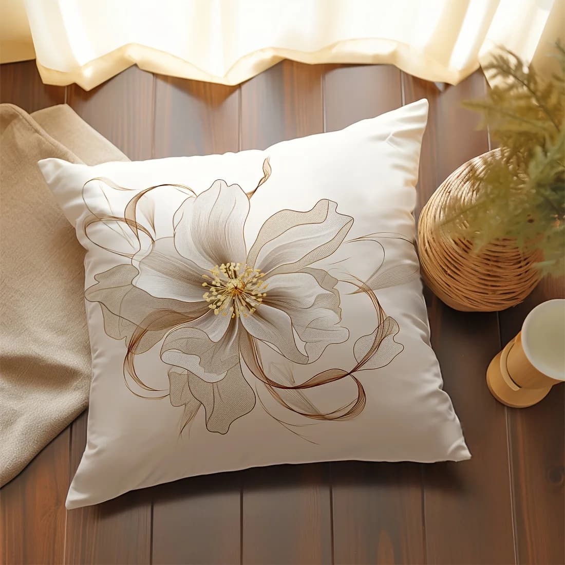 1 fodera per cuscino floreale semplice e creativa, per auto, divano, soggiorno e camera da letto (inserto per cuscino non incluso)