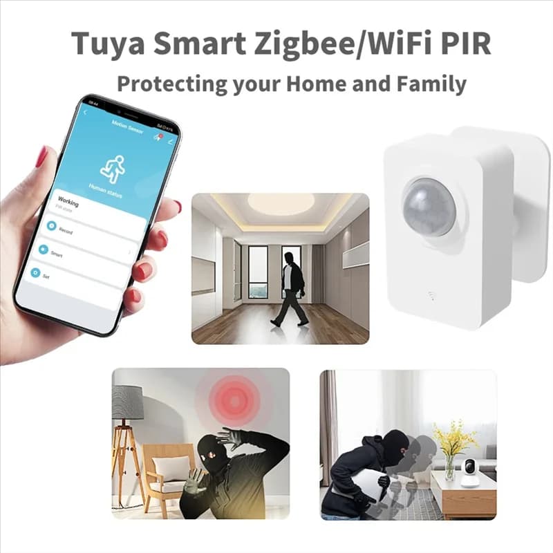 Sensore di movimento PIR ABMF-Tuya per rilevatore di sistema di allarme di sicurezza con rilevamento passivo a infrarossi Smart Life remoto