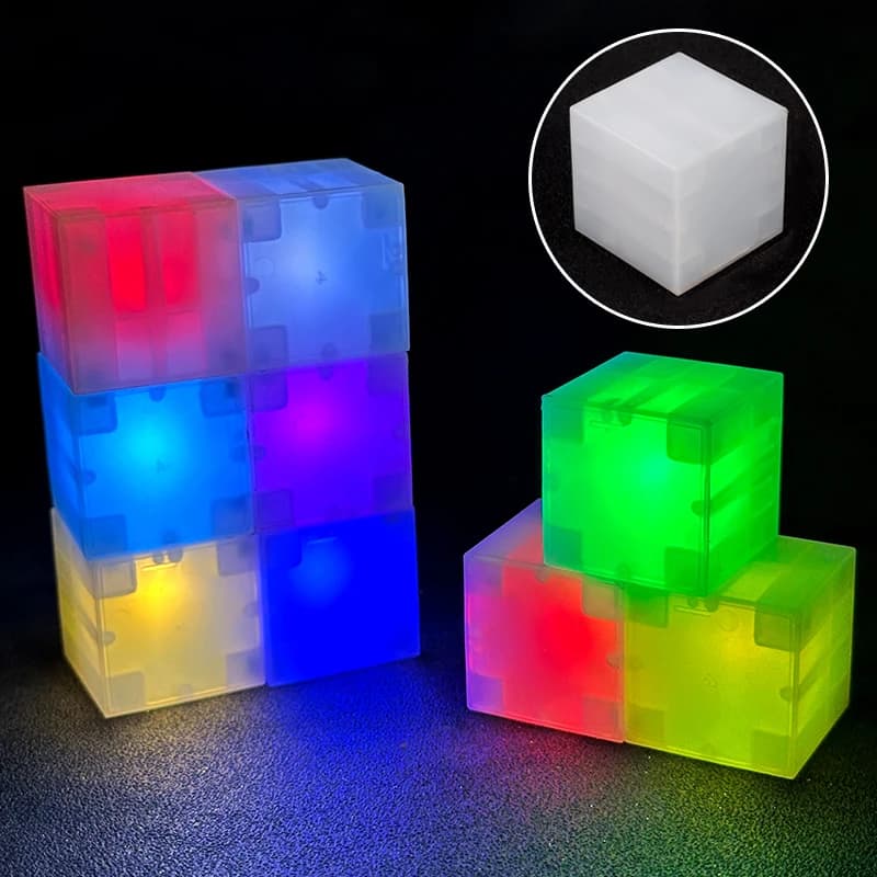 Luci magnetiche luminose per blocchi da costruzione da 2,5 cm, luci multicolori per blocchi da costruzione, giocattoli da assemblare impilabili per feste, luci decorative per blocchi da costruzione, regali per il Ringraziamento, Halloween, Natale, compleanno