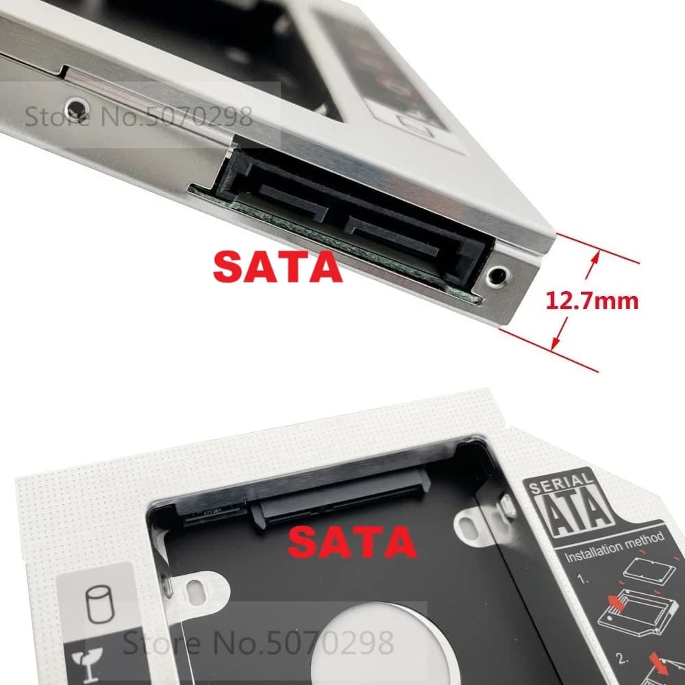 Caddy/Supporto per Disco Rigido SATA da 2.5 Pollici (12.7mm) per Bay Ottico, Compatibile con Packard Bell EasyNote TJ65 TM82 TM85 TM86 TV11HC TS11HR