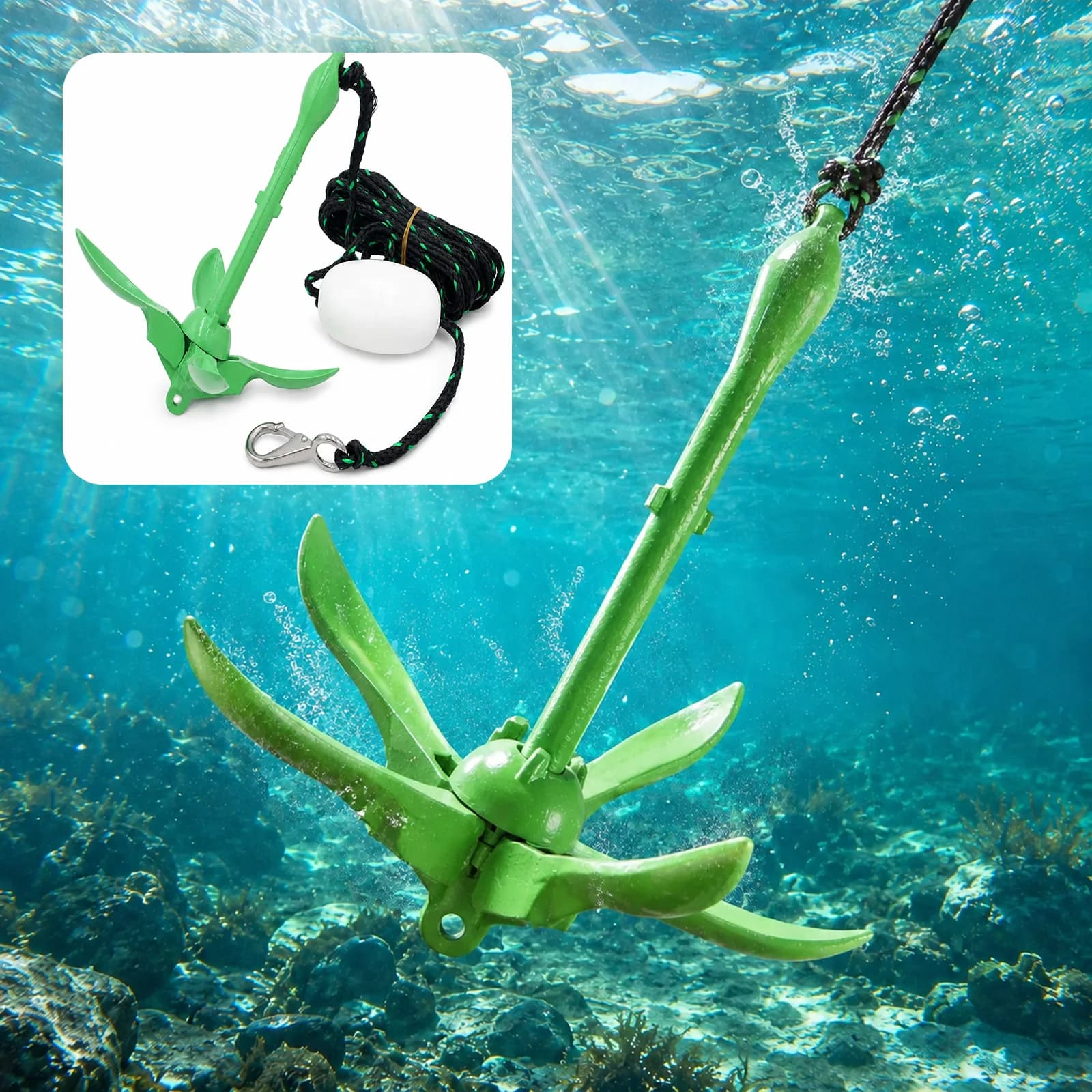 1.5kg Marine Kayak Anchor Kits Portable Aluminum Marine Boat Anchor for Inflatable Dinghy Kayak Fishing Boat Accessories