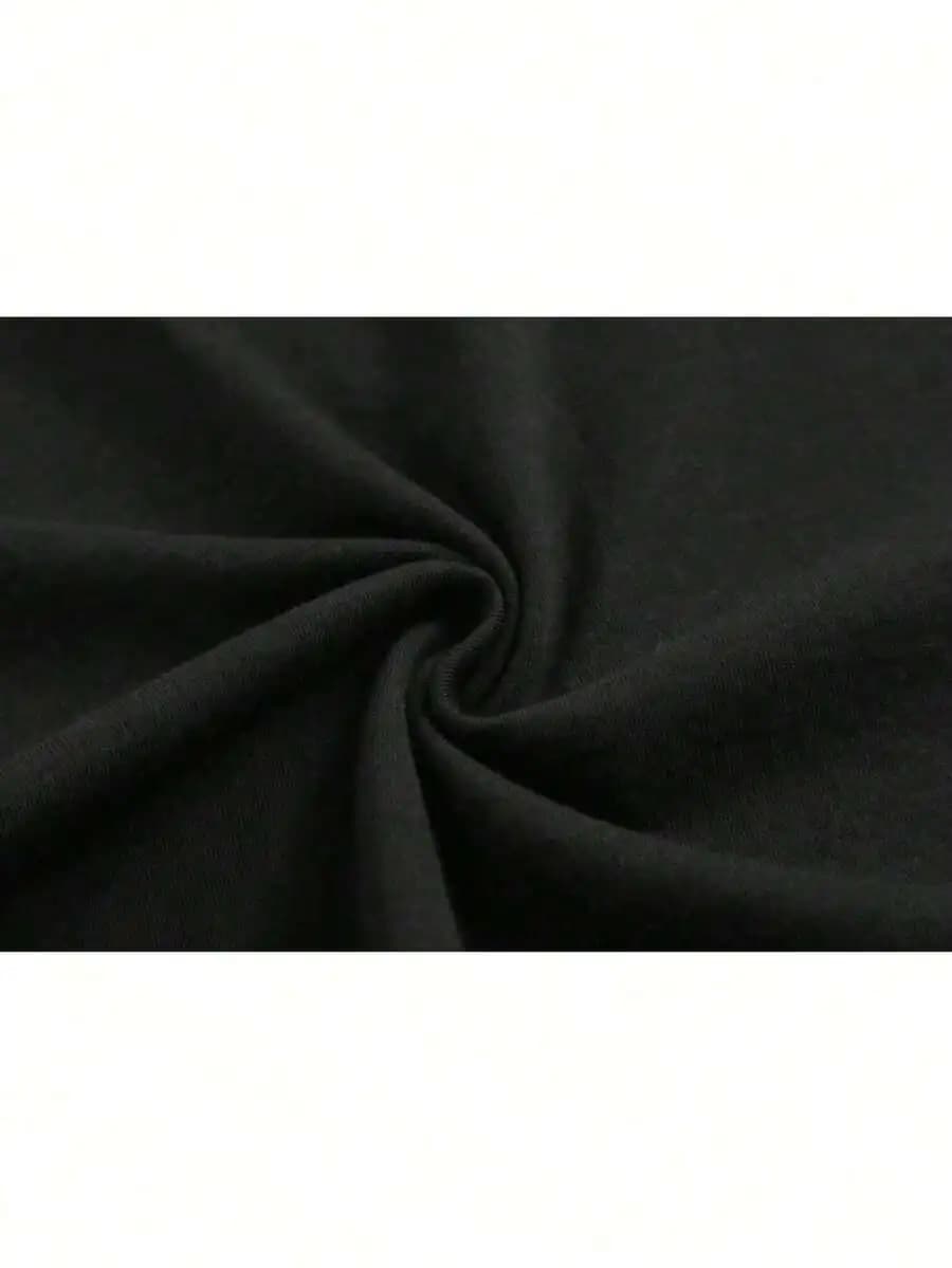 Men Black Casual Print T-Shirt And Shorts Set Streetwear Outfit Soft Breathable Fabric