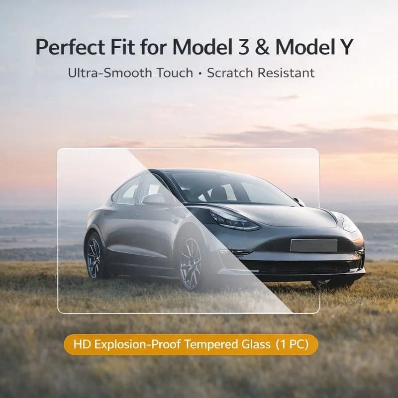 Pellicola Protettiva in Vetro Temperato per Tesla Model 3 2017-2023 e Model Y 15" / 2024 15.4" Display Anti-Graffio HD Trasparente Touch Screen