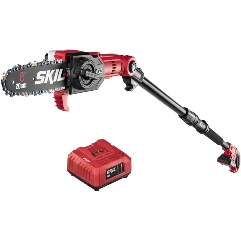 PS4563B-10 PWR CORE 20 Kit sega a palo da 8" 20 V, include batteria al litio da 2,0 Ah e caricabatterie, rosso