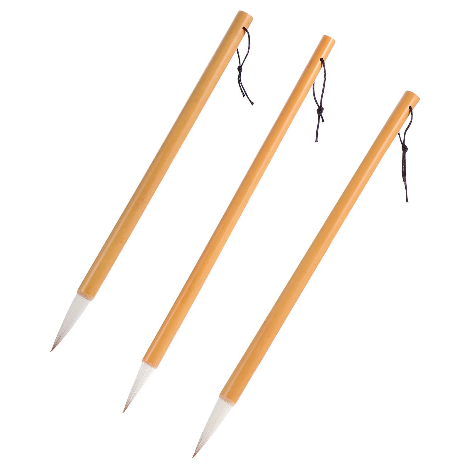 3Pcs Handmade Chinese Calligraphy Brush Set Wool Bristle Bamboo Handle High Water Retention Smooth Flow for Calligraphy Art