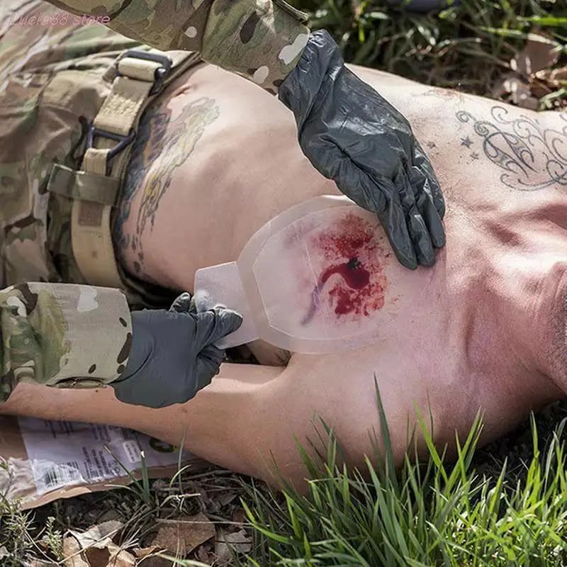 Waterproof Vented Chest Seal Emergency Trauma First Aid Patch High Adhesion for Outdoor Survival Rescue Kit Accessory