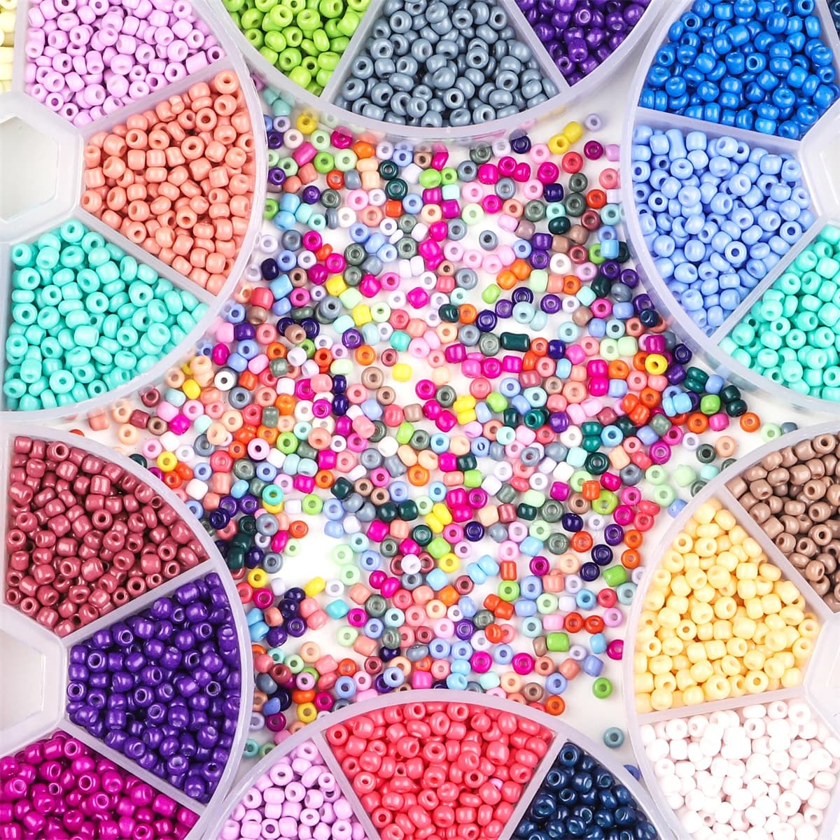 DIY Bracelet, Ring, Earring, Bag, and Shoe Accessories Czech Crystal Glass Seed Bead and Sequin Set with Alphabet Beads Box