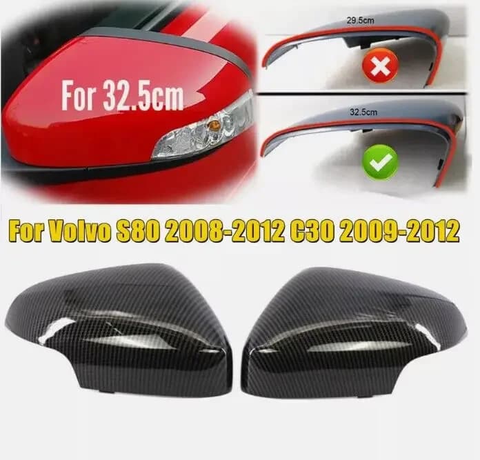 39850573 39850593 For Volvo S80 V40 S40 C30 C70 Couple Carbon Look Covers for side mirrors Taps Rear Mirror Covers Case