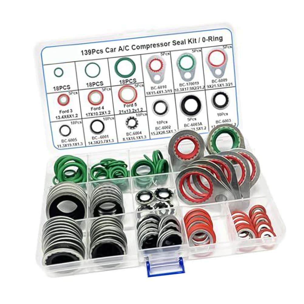 Kit di Guarnizioni Affidabili per Climatizzatori Auto, Set di O-Ring e Distanziatori in Acciaio al Carbonio, Design Anti-Perdita