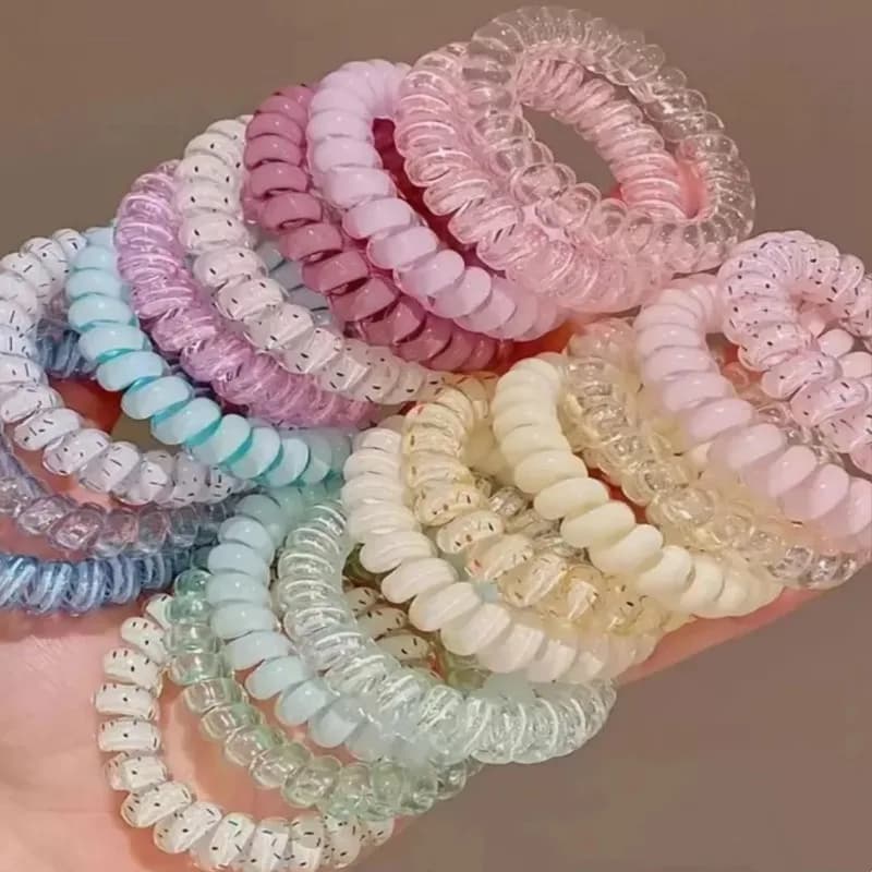 Hot sale Spiral Hair Ties Telephone Line Hair Ropes Multicolor Elastic Ponytail Holder Strong Hold Waterproof Hairstyling Access