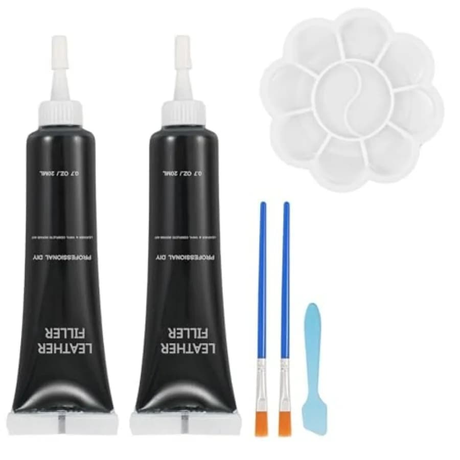 Vinyl and Leather Repair Kit, Black Vinyl Repair kit for Car Interiors, Furniture, Couches, Shoes, Restore Leather Scratch, Tea