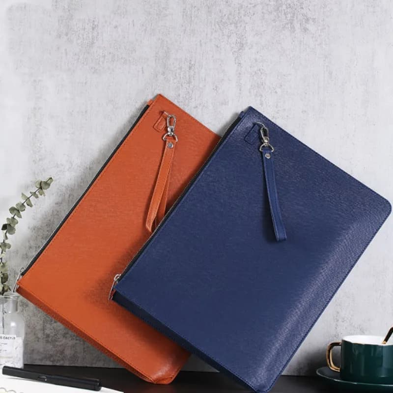 New Multifunctional A4 Conference File Folder Business Stationery Information Leather Bag Contract Zipper Document Storage Clip