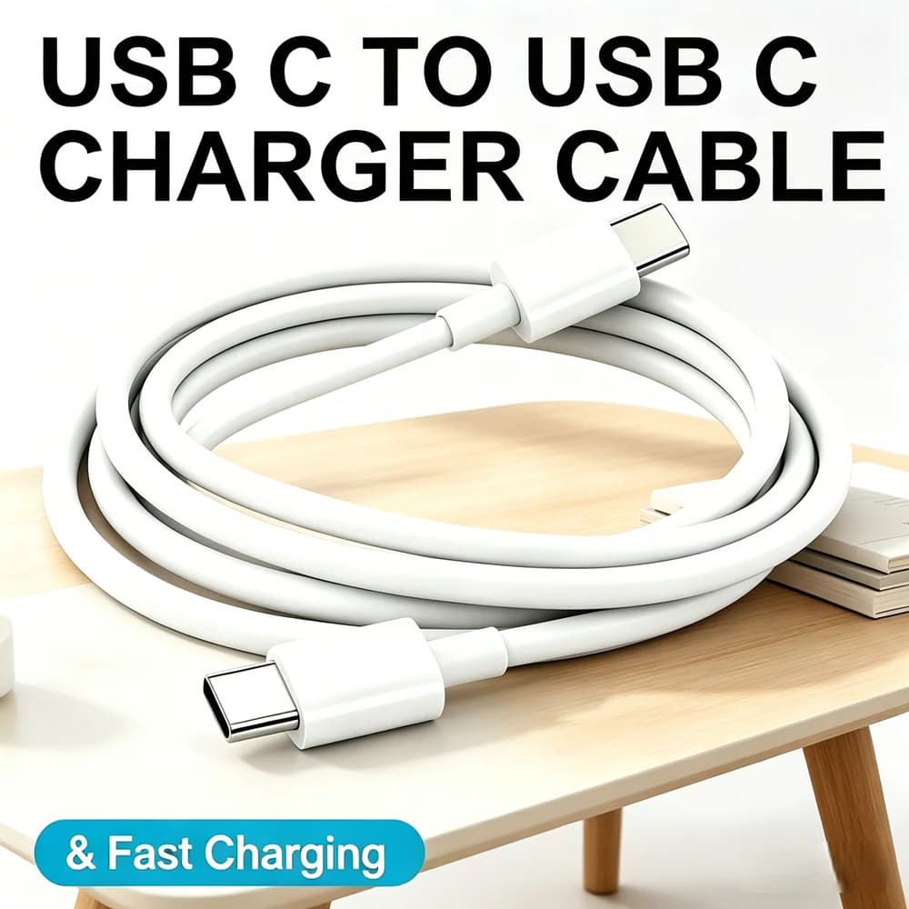 3M USB-C Fast Charging Data Cable, Dual Type-C Connector Compatible with iPhone 15-17 and Samsung, Lenovo Android Devices