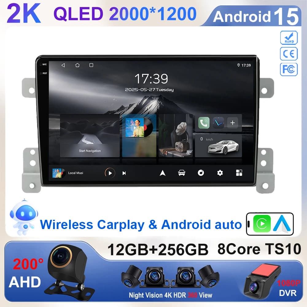 Android 15 Per Suzuki Grand Vitara 3 2005-2015 Multimediale Auto Radio Lettore di Navigazione Video WIFI + 4G Android 14 Carplay Auto DSP