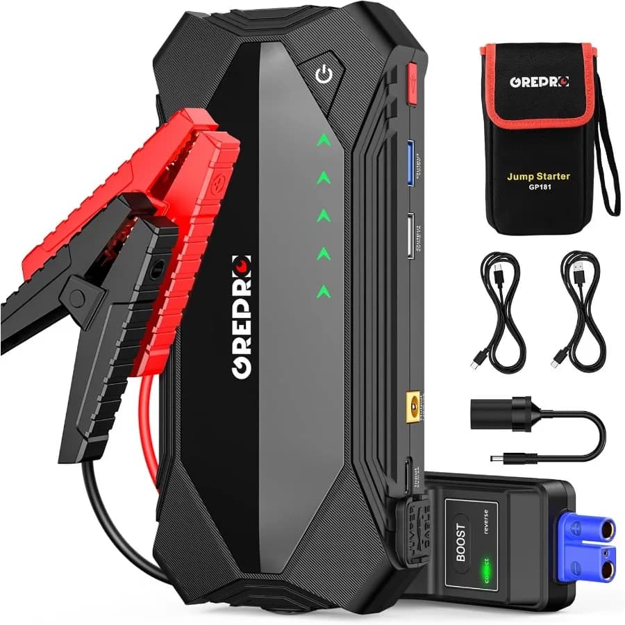 Avviatore di emergenza per batteria per auto portatile 3000A 12V per motori a gas da 10 litri e diesel da 8,0 litri con scatola di salto compatta a luce LED incorporata con J