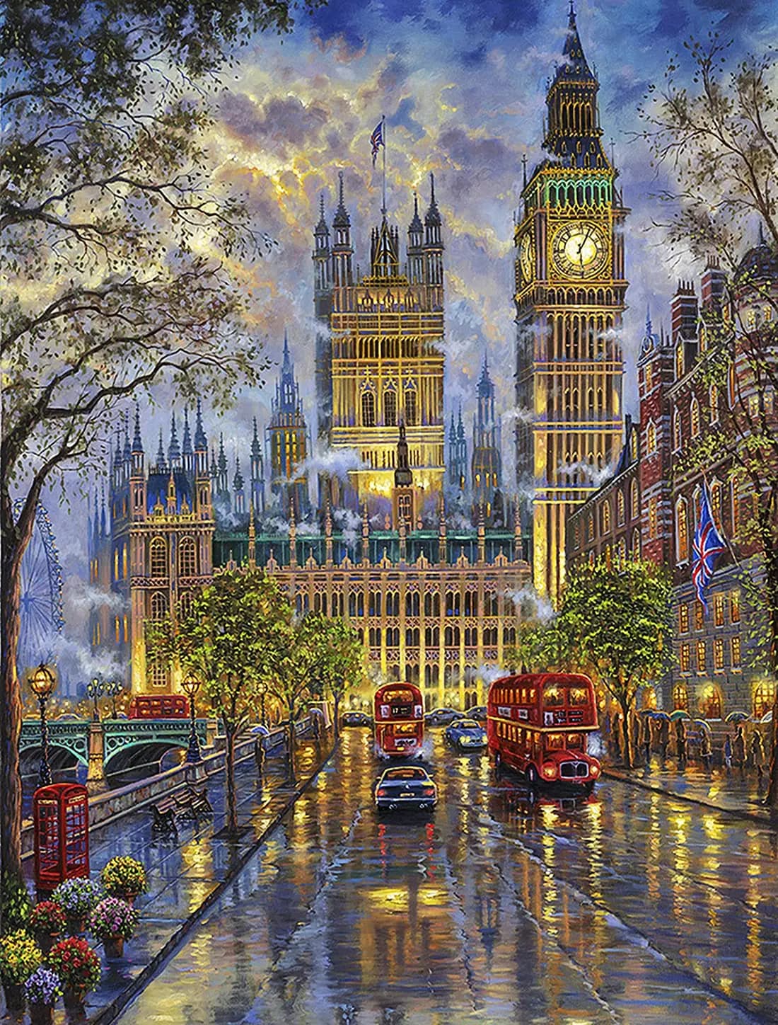 Puzzle da 500/1000/1200/2000 Pezzi, Paesaggio Urbano con Autobus, Giochi per Attività Familiari, per Sala Giochi, Camera da Letto, Regali, Decorazioni per la Casa