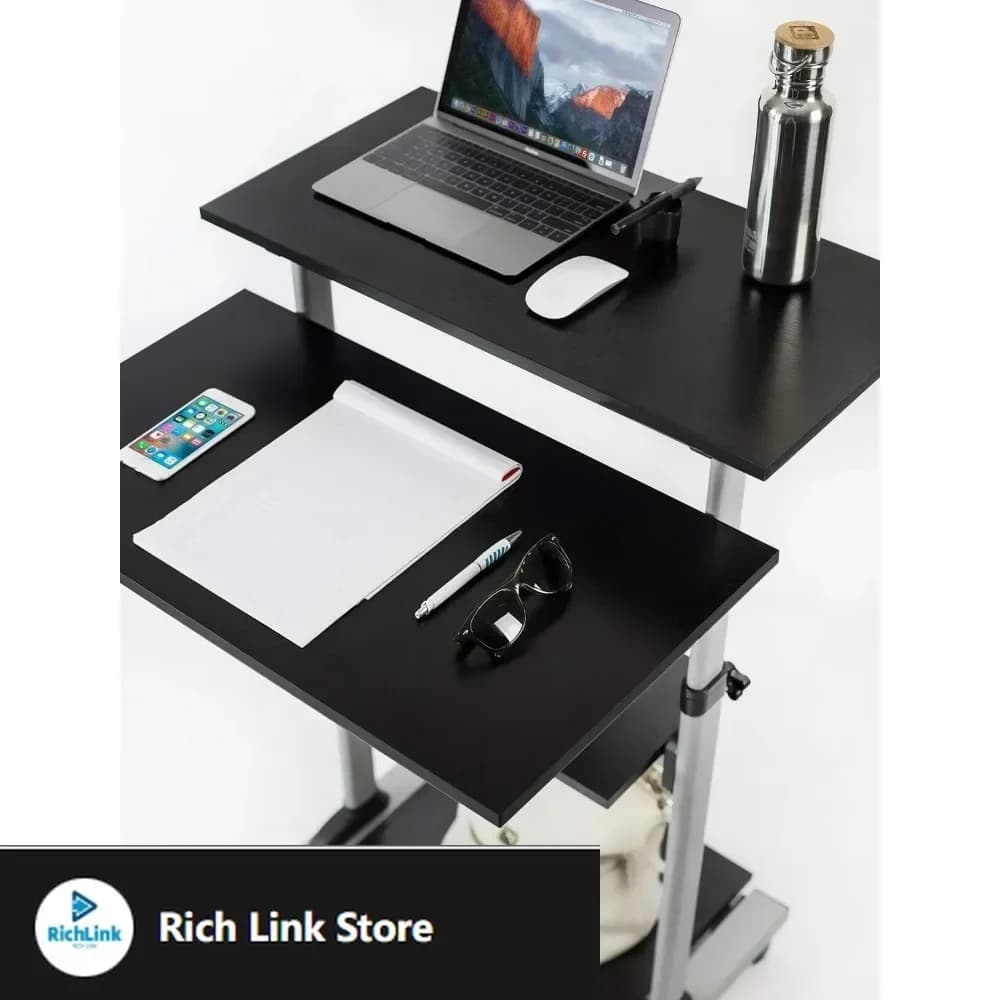 Mount-It! Scrivania Regolabile in Altezza fino a 54,7 Pollici, Scrivania Portatile per Laptop o Supporto per Podio con Ruote, Mobile e Trasportabile