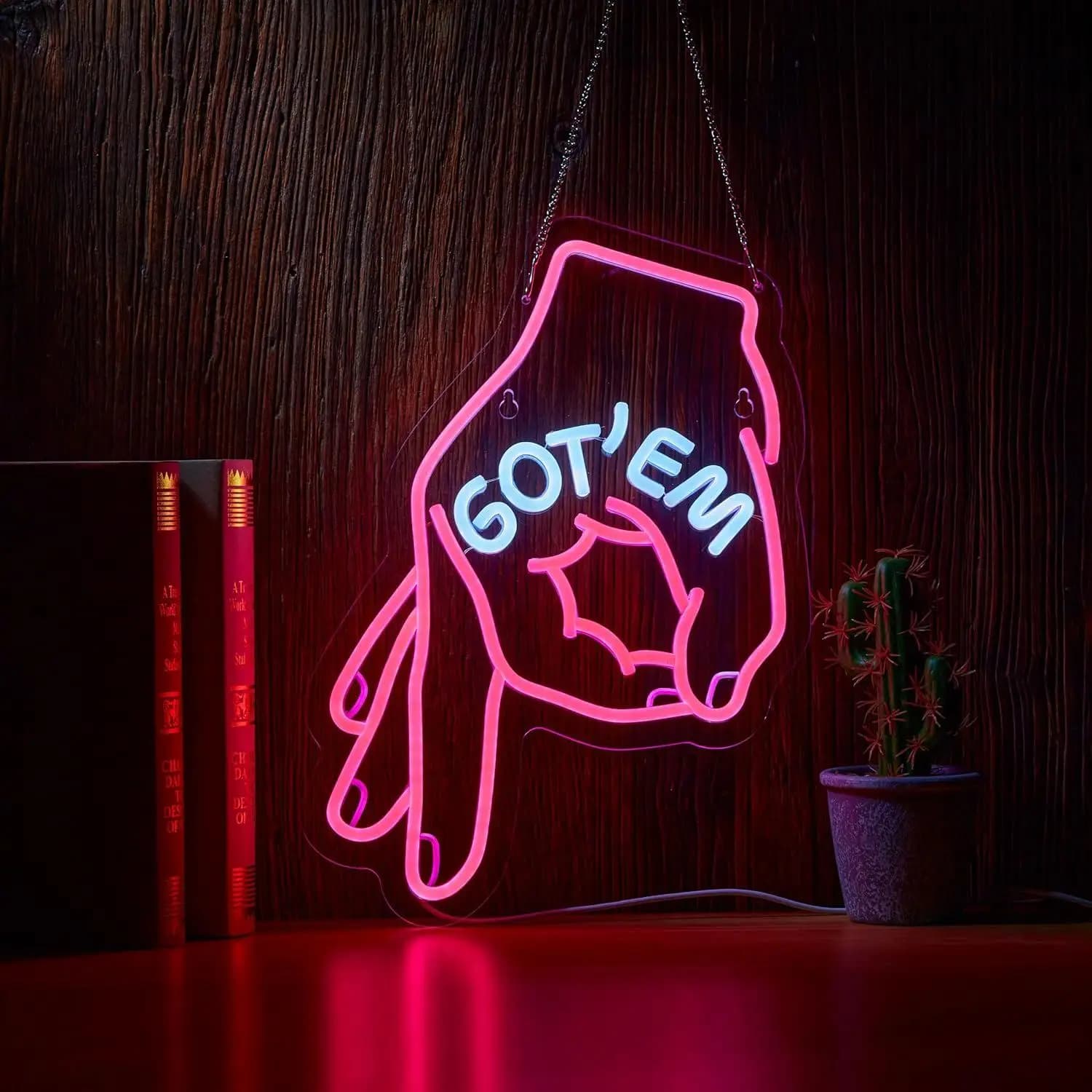 Insegna al Neon GOT EM, Luci al Neon USB Dimmerabili per Scarpe, Birra, Bar, Casa, Sala Giochi, Decorazione, Luce Notturna, Regali Personalizzati