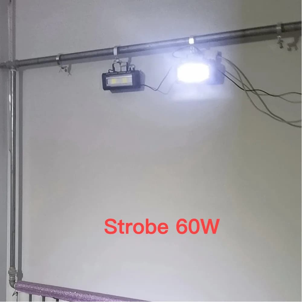 COB LED Disco Strobe 60W Reazione del suono bianco Home Party Strobo Effetto di illuminazione Proiettore super stroboscopico per palcoscenico Dj Club Danza