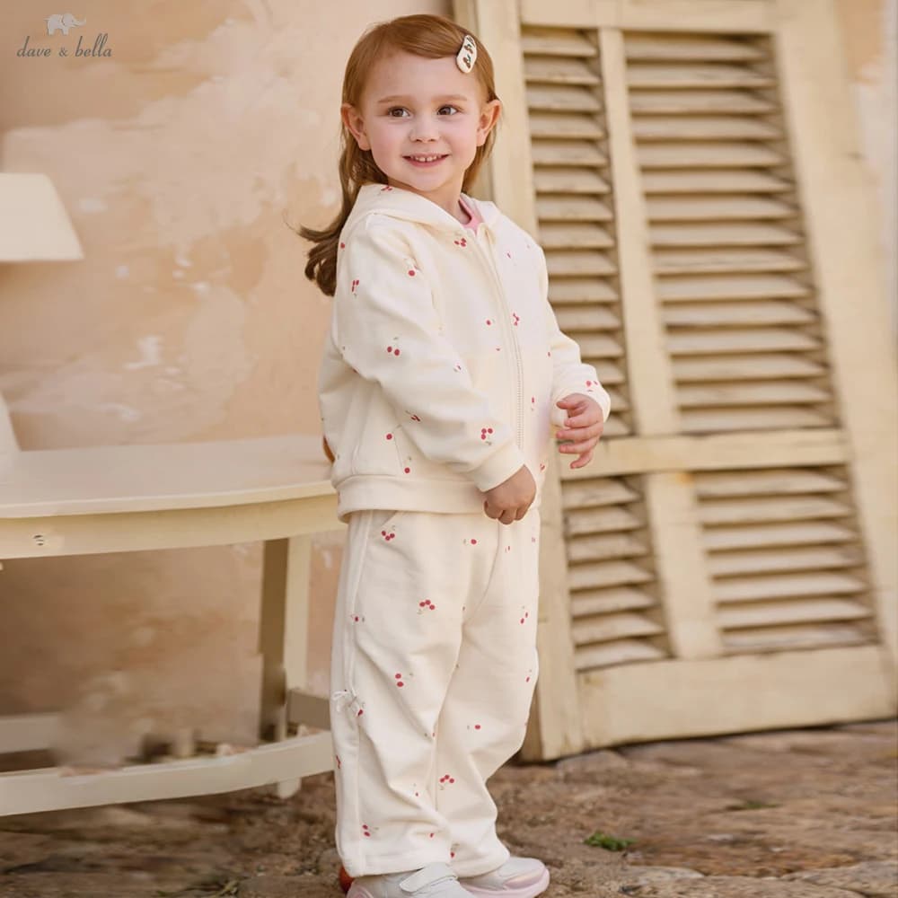 Dave Bella Girls' Coat Pants 2pcs Suits Spring Sports Two Piece Set Children Long Sleeve Jacket Trousers Clothes DB3263035