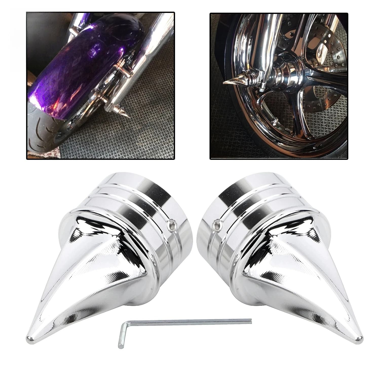 Copricoperchi per Dadi Asse Anteriore Twisted Spike per Moto Harley Touring Electra Glide Road King Classic FLHRC EFI FLHRCI FLHR Dyna