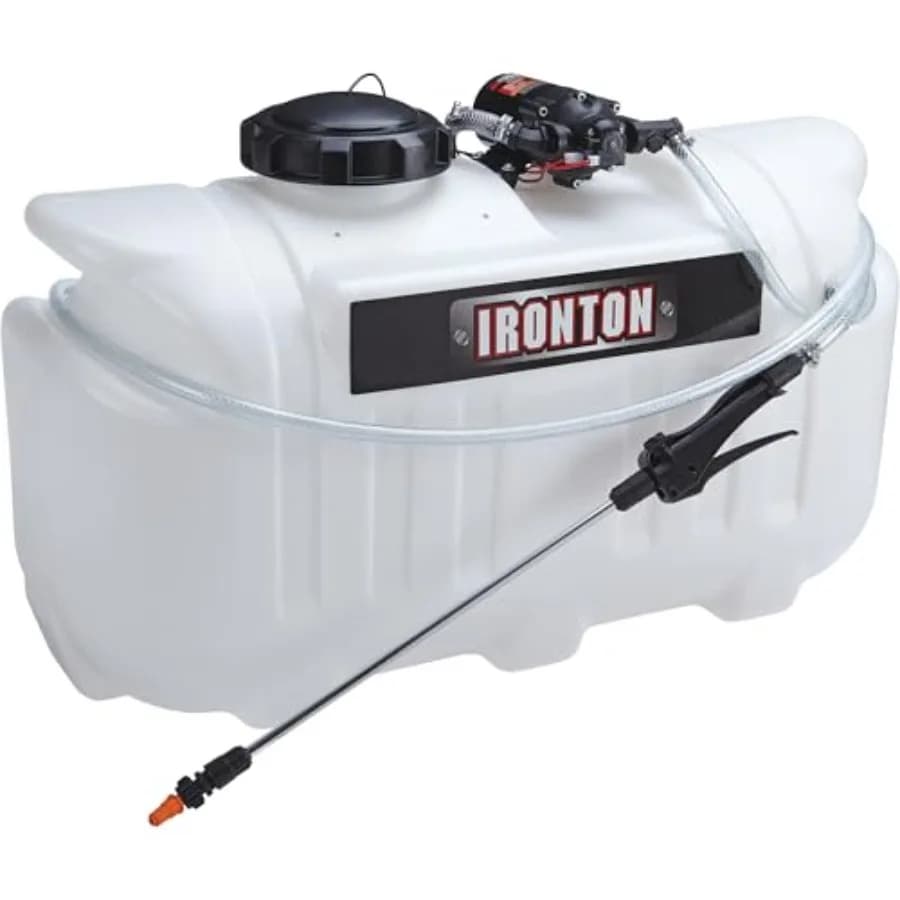 Atomizzatore a spruzzo per ATV da 26 galloni, 2.1 GPM, 12V, 60 PSI, altezza di spruzzatura verticale 17 piedi, tubo da 15 piedi per ATV, UTV, tosaerba e trattorini da giardino