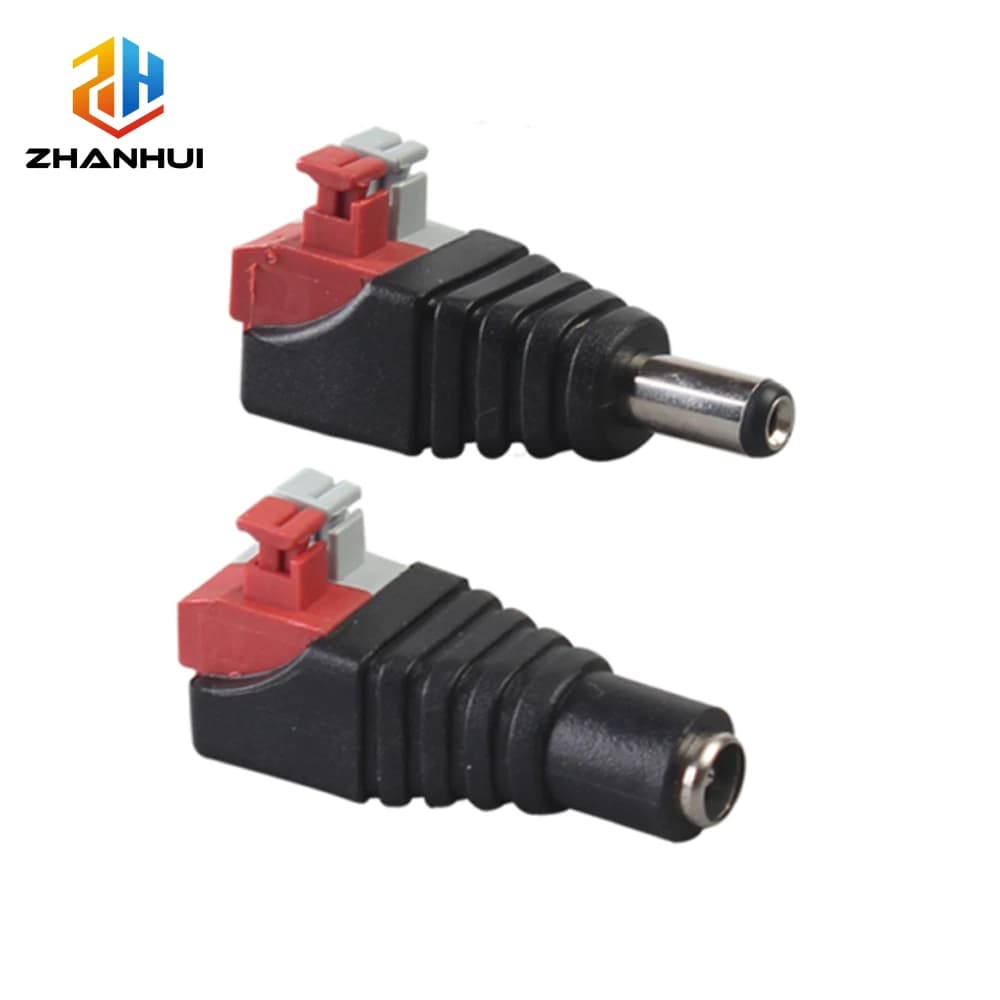 2/5/10 pairs of DC power connectors from 5.5×2,1 mm 12 V - Male-female jack adapter for CCTV camera and LED strips