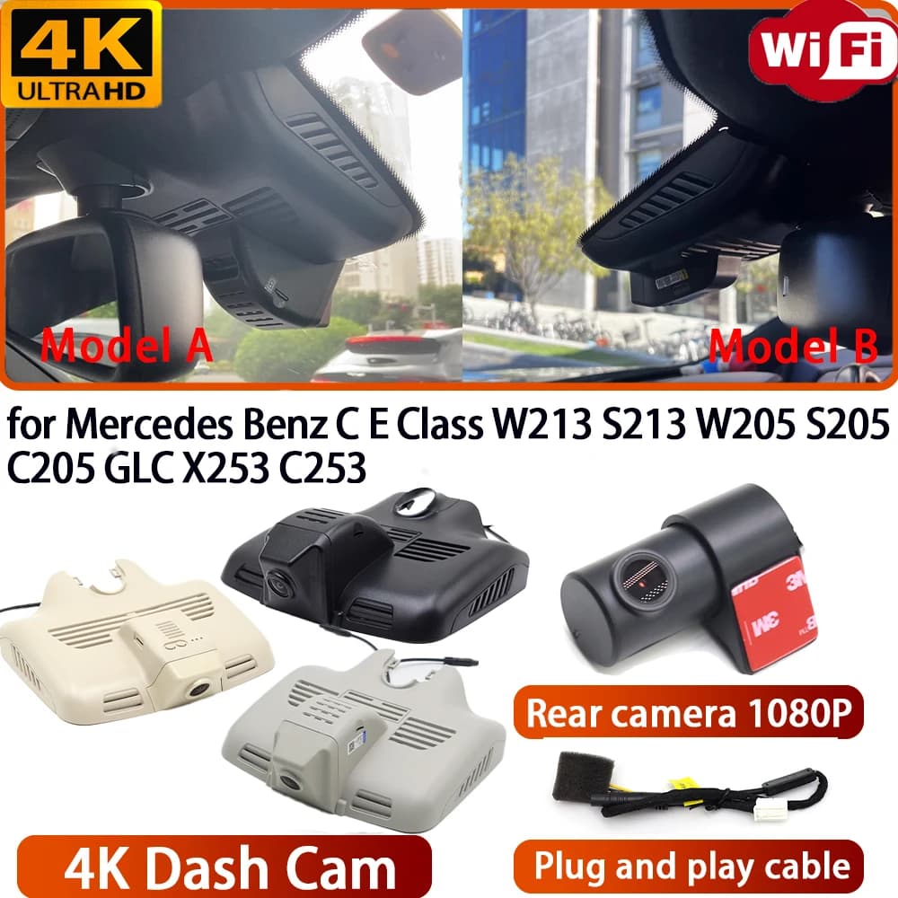 for Mercedes Benz C E Class W213 S213 W205 S205 C205 GLC X253 C253 Video Recorder 4K DVR Dash Cam Wifi Camera 170° Angle