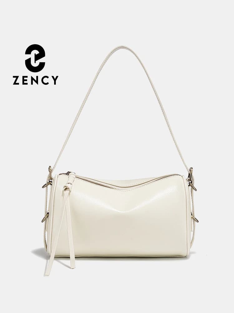 Borsa a tracolla da donna Zency in vera pelle 2026, nuova moda, borsa a spalla singola in pelle bovina, design a cuscino per pendolari