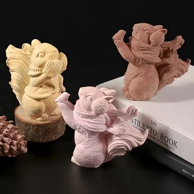 diy silicone mold for gloves squirrel & bird, epoxy resin gypsum candle making mould, desktop home decor ornament creative gift