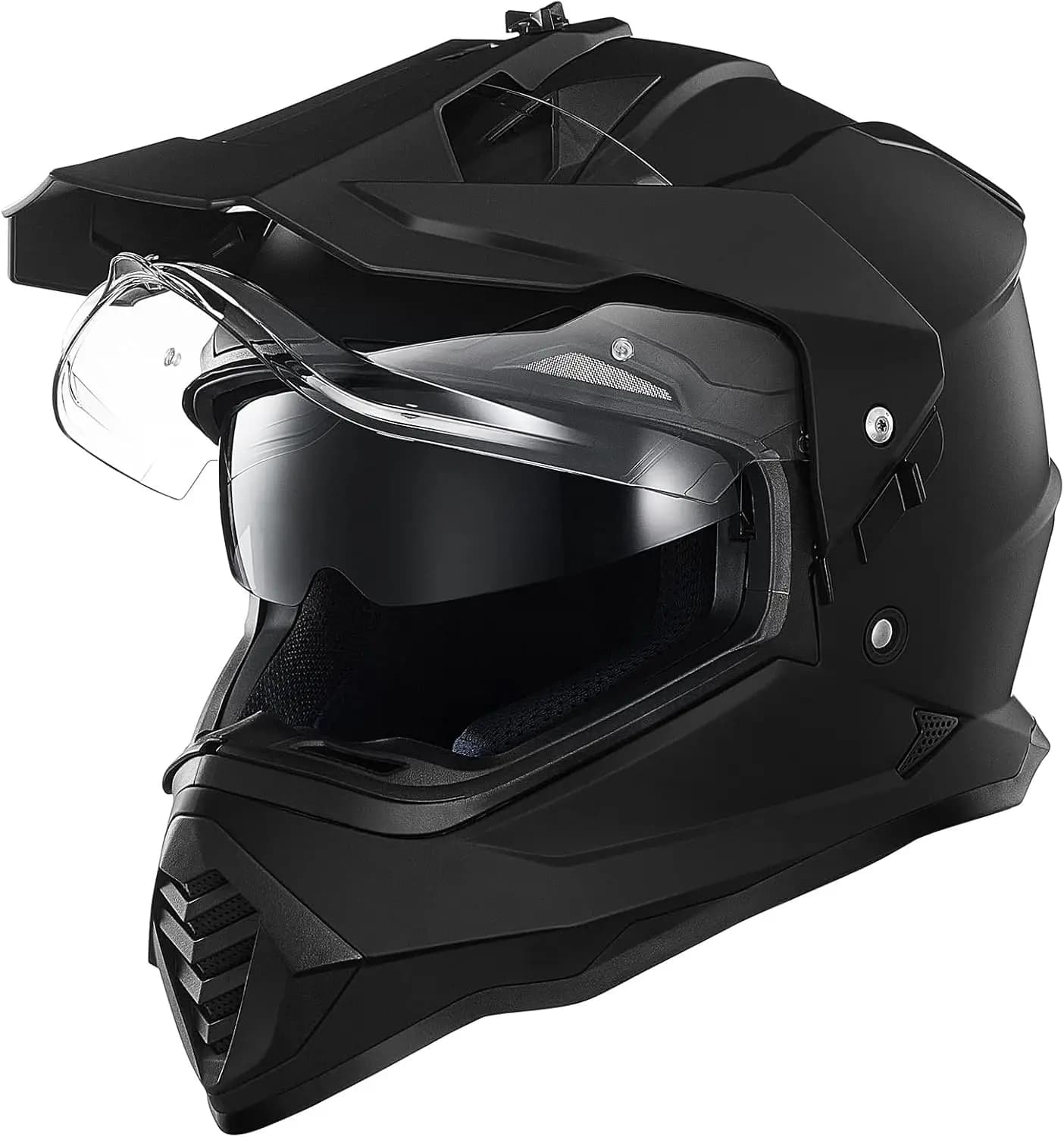Moto Dual Sport helmet with Pinlock visor for ATV, Cross Motorcycle, Off-road, Adventure, Nero Opaco, Size Grande