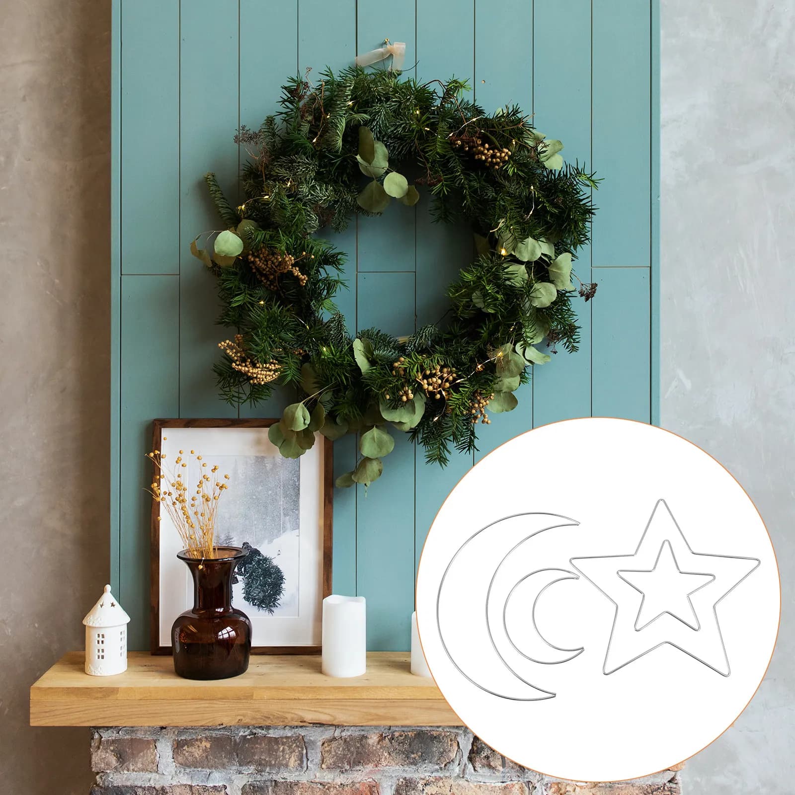 4Pcs High Quality Iron Circles Star Moon Design for DIY Wreath Christmas Decoration Dream Catcher Frame Floral Craft Supply