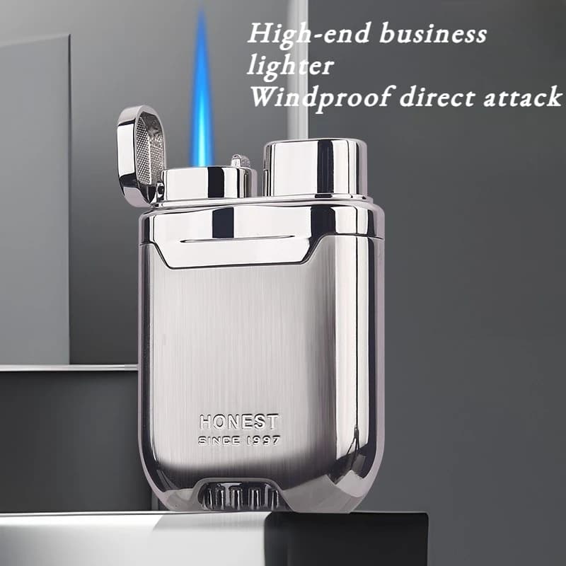 New Creative Metal Mini Direct-Flame Windproof Lighter for High-End Business Men's Cigarette Accessories