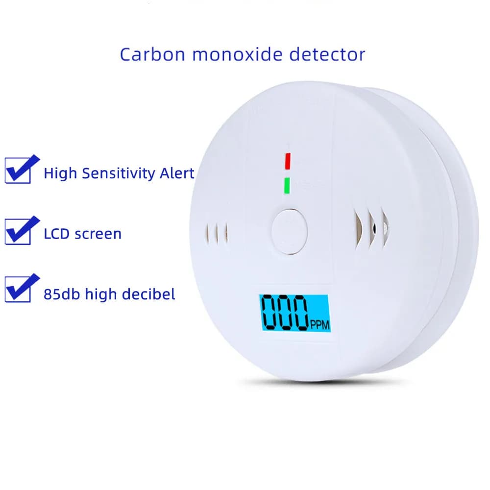 Sensore di CO LCD ad alta sensibilità funziona da solo 85dB avviso sirena suono indipendente monossido di carbonio rilevatore di allarme di allarme
