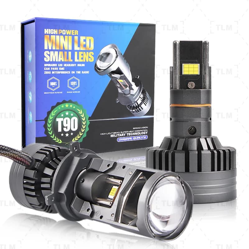 T90 H4 mini lente faretti per proiettori LED bianco 6000K ad alta potenza 110W obiettivo per proiettore H4 super luminoso fascio alto basso 12V