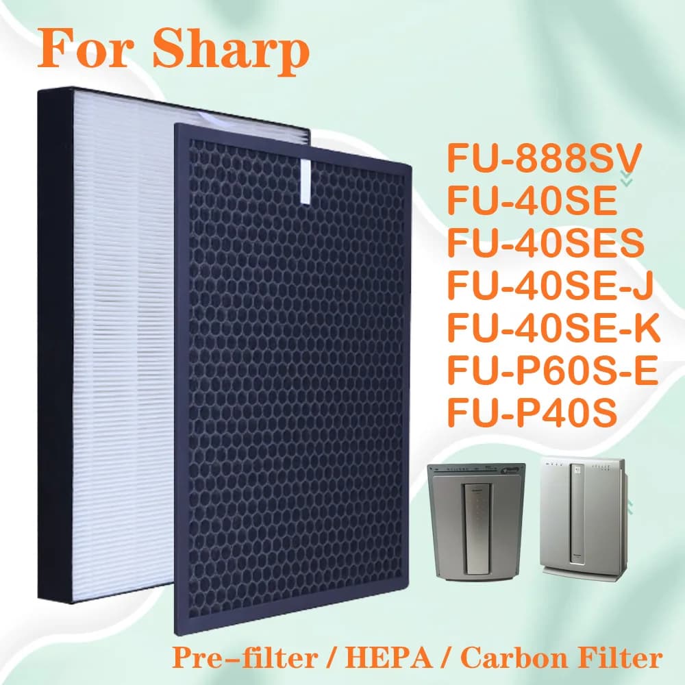 FZ-40SEF Replacement HEPA Carbon Filter for Sharp Air Purifier FU-888SV FU-40SE FU-40SES FU-40SE-J FU-40SE-K FU-P60S-E FU-P40S