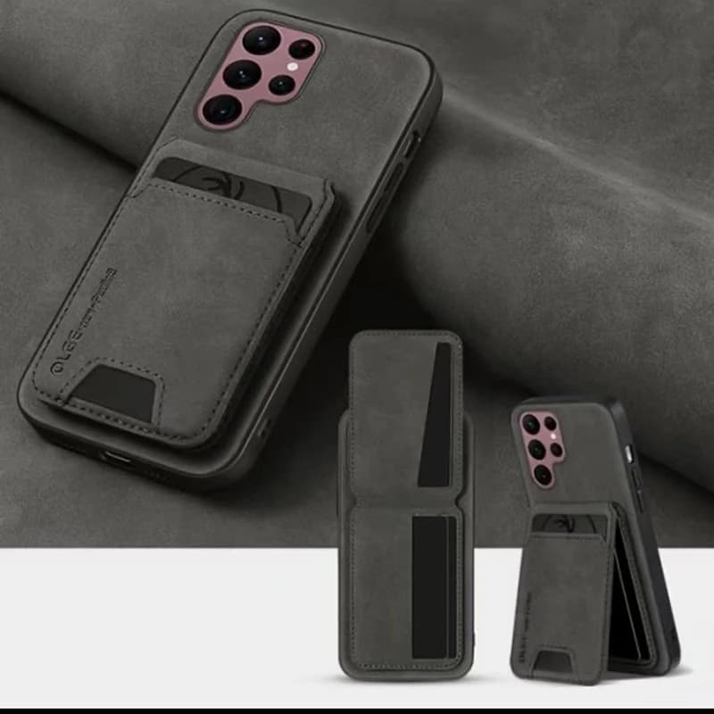 For Samsung Galaxy S26Ultra S21 S22 S23 S24 S25 Plus Multifunctional Synthetic Leather Card Slot Bracket Phone Protective Case
