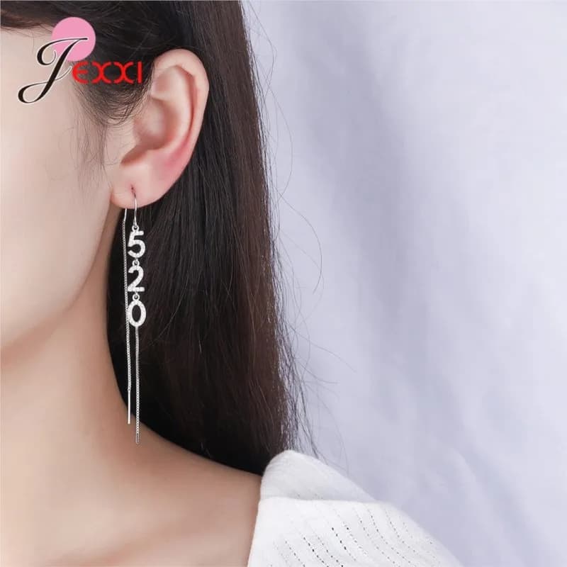 Orecchini Pendenti con Lunghe Nappe in Argento Sterling 925, Gioielli Raffinati a Forma di Figura Romantica, Regalo di Tendenza