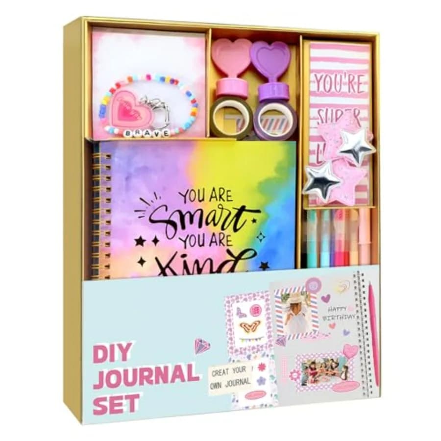 DIY Journal Kit for Girls Ages 8-12, 200+PCS Teen Tween Girl Gifts Trendy Stuff, Stocking Stuffers, Scrapbook Supplies Statione