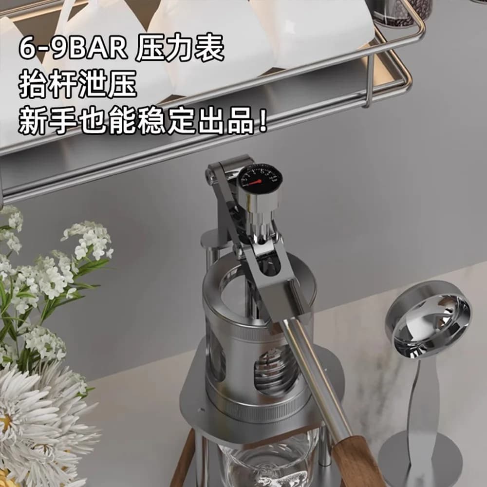 Portable Hand-Press Coffee Maker Outdoor Italian Manual Coffee Maker Camping Office Pull-Handle Coffee Maker