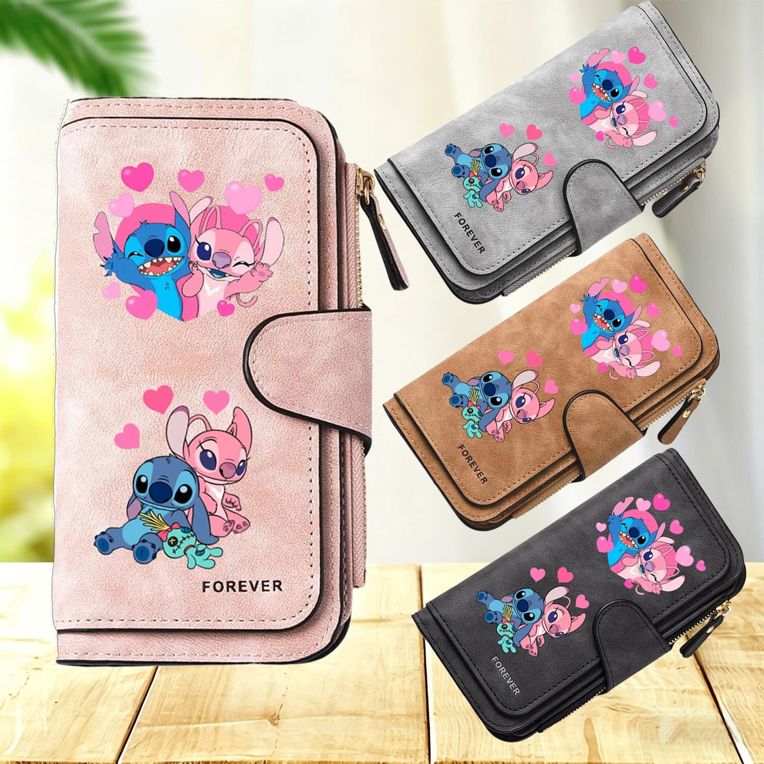 1 Pezzo Borsa in Pelle Lilo & Stitch, Nuova Collezione, Portafoglio con Cerniera, Pochette Porta Carte, Design alla Moda, Portamonete con Personaggio dei Cartoni Animati