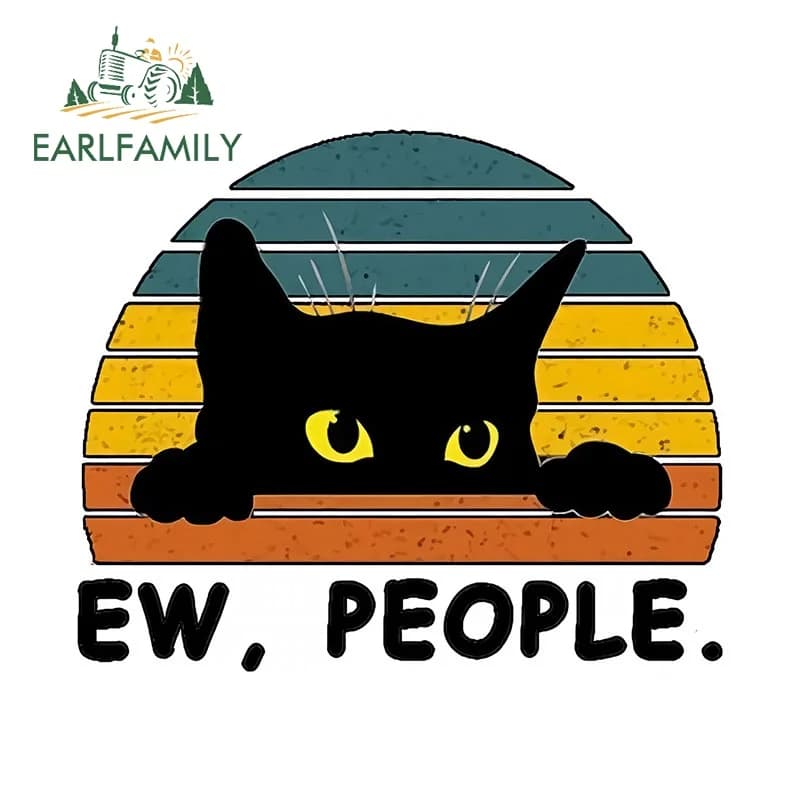 EARLFAMILY 13cm x 11cm Cute Cat Peeking Car Sticker Fashion frigorifero Fishing Tackle Box decalcomania Retro Air Conditioner Graphics