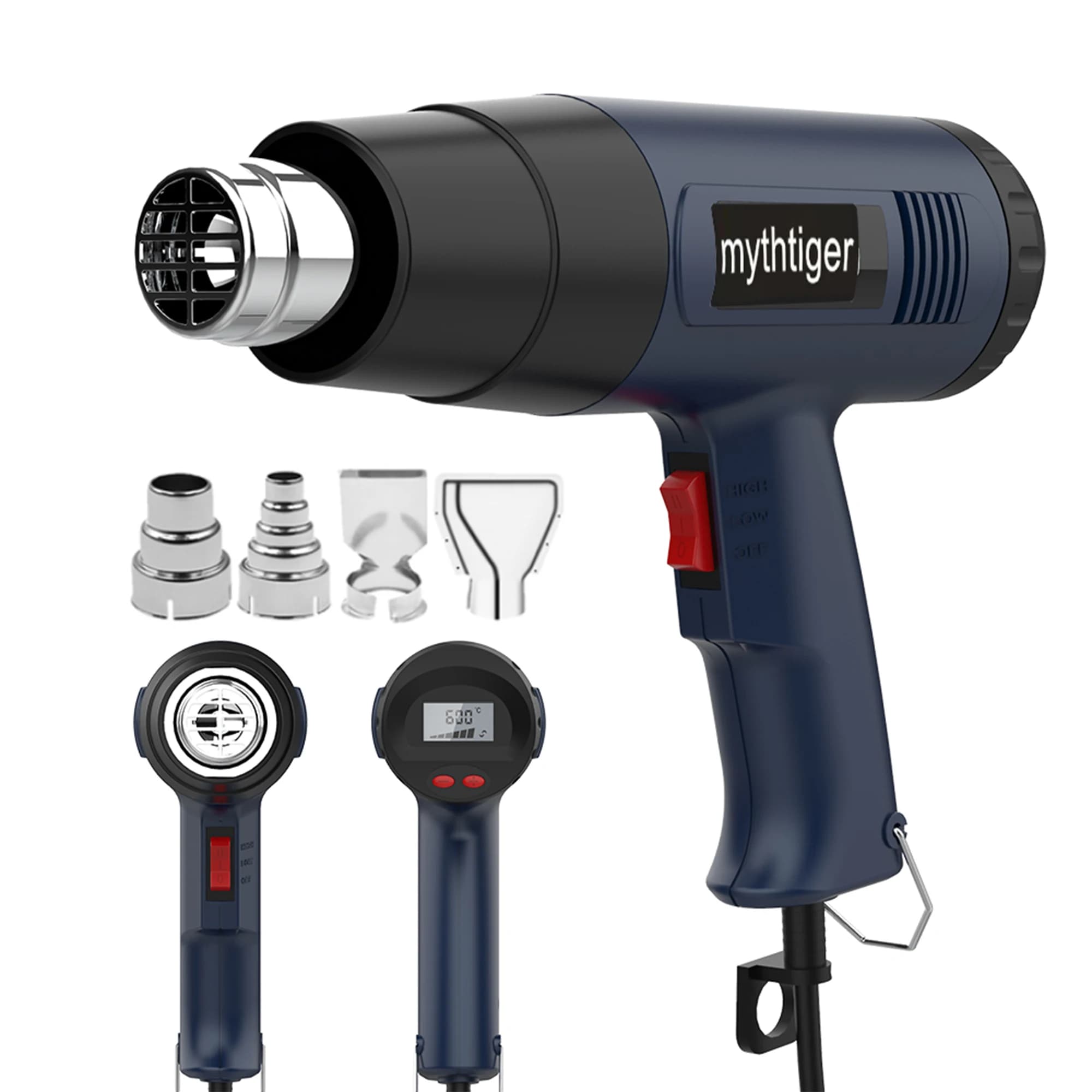 Industriale Digitale Pistola Ad Aria Calda Pistola di Calore Elettrica Termoregolatore Termoretraibile Avvolgimento Ventilatore Termico Asciugatrice Ugello Riscaldatore 220V