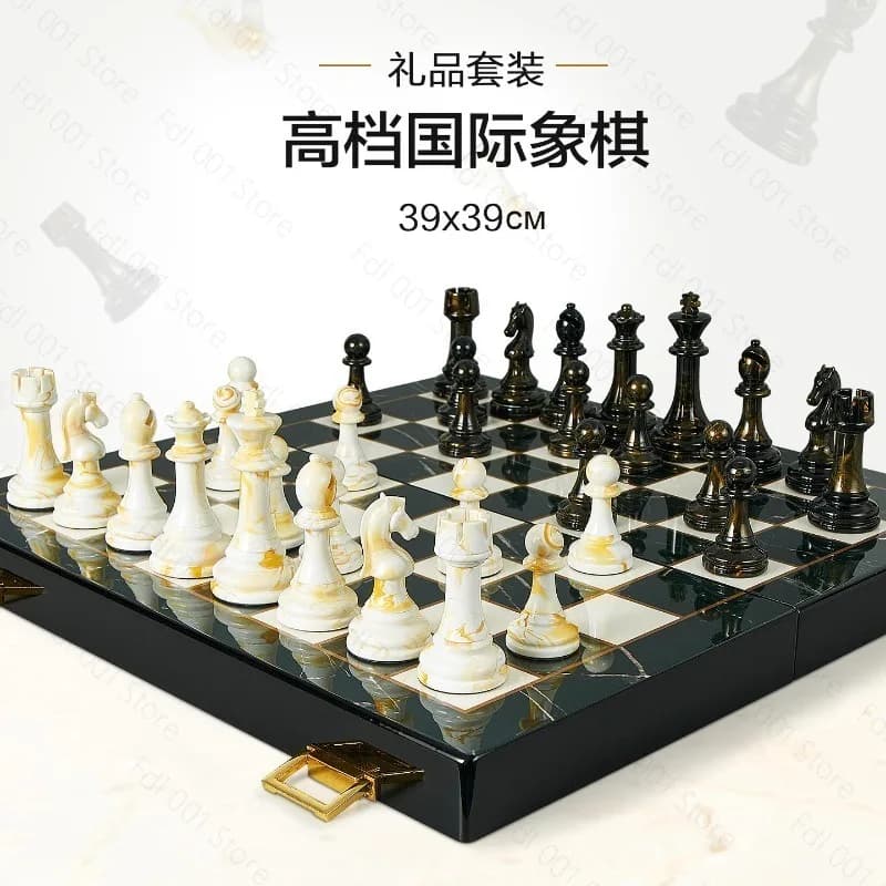Chess piano paint weighted chess pieces professional competition standard adult children universal portable gift box set