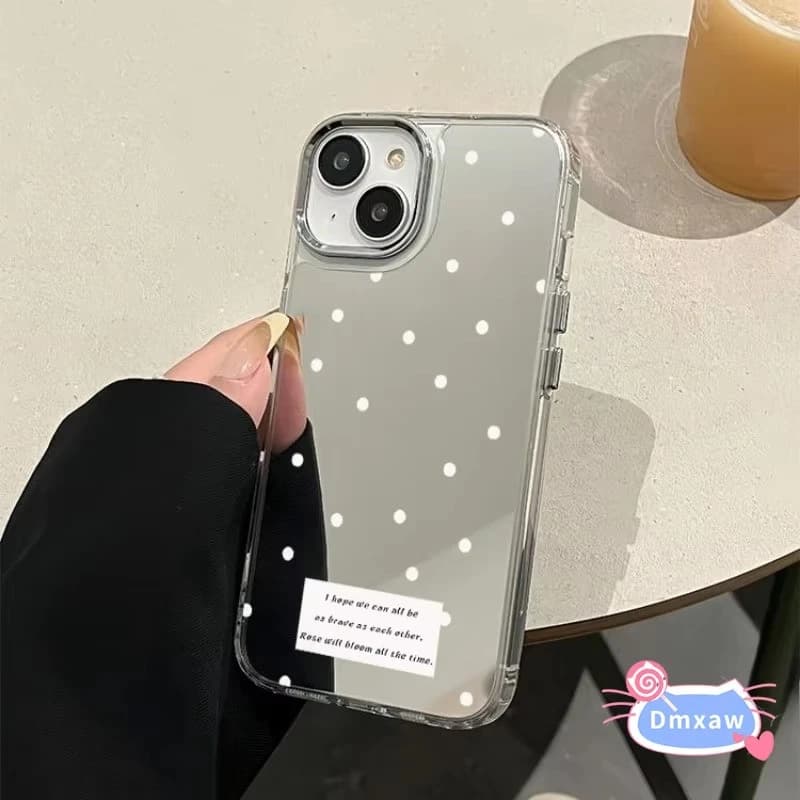 For Tecno Camon 19 30 Pro Spark 20 Pro Plus 10C 10 20 20C GO 2024 2023 Pop 8 7 Pro Phone Case Mirror Cute Dots Soft Cover