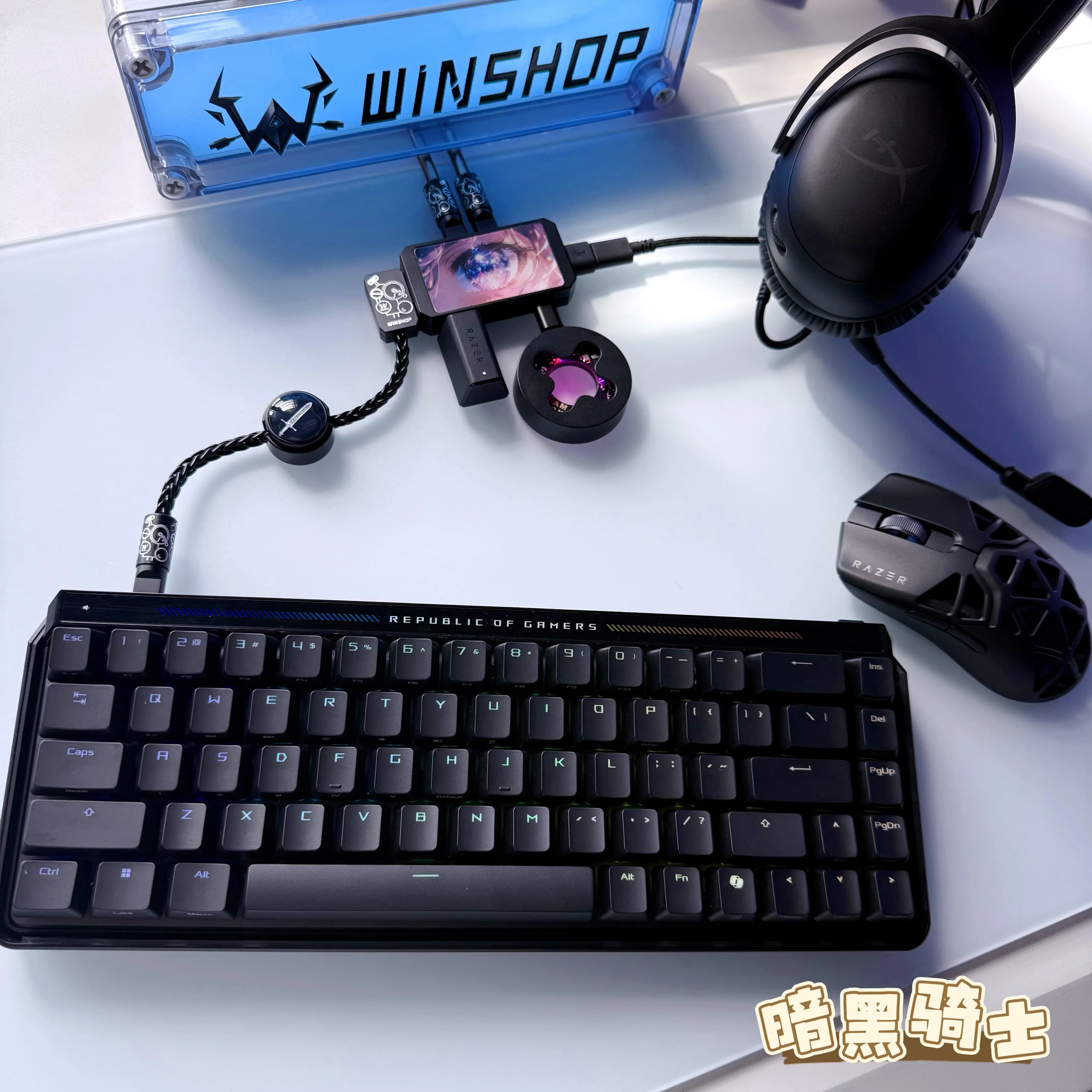 WINSHOP Esports USB HUB 2-in-1 4 port with independent power cord for mechanical keyboard and data cable, for Hmlab Zneo desktop configuration