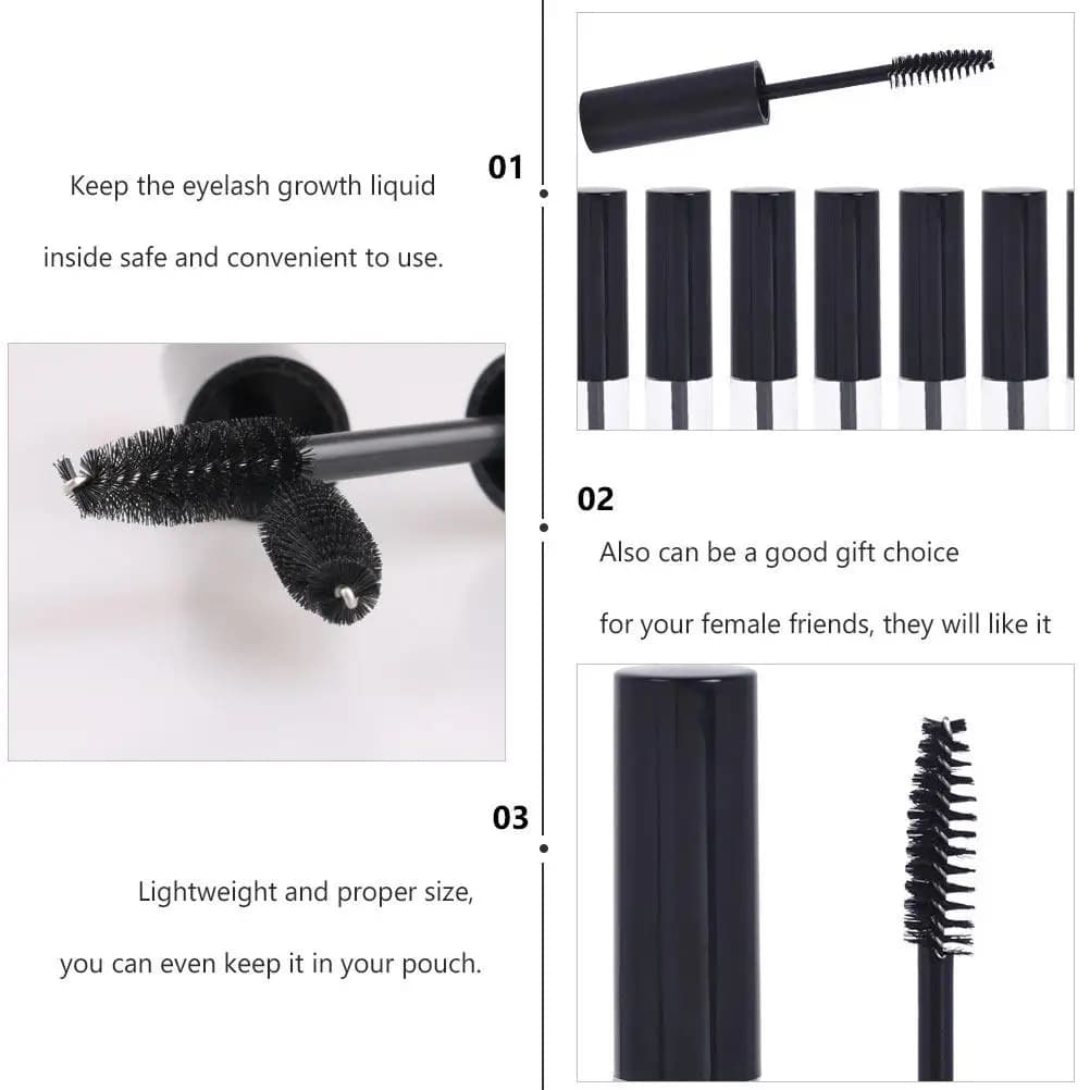 5 empty bottles for mascara, 10 ml rechargeable portable containers, liquid-proof containers for eyelash growth, for travel use