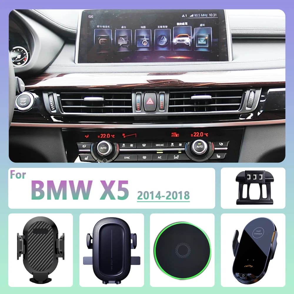 Per BMW X5 F15 2014 2015 2016 2017 2018 Supporto per telefono per auto Ricarica wireless Supporto per telefono magnetico per auto Magsafe Accessori di supporto