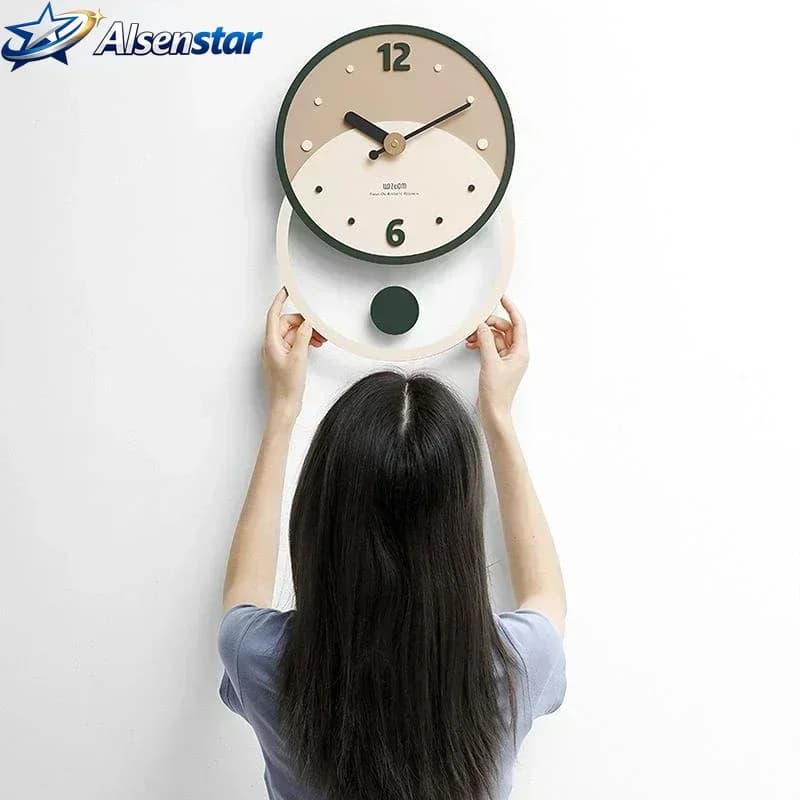 Orologio da Parete in Legno Silenzioso Rotondo, Orologio Moderno Decorativo per Casa/Ufficio/Scuola/Cucina/Camera da Letto/Soggiorno DF3N9D5