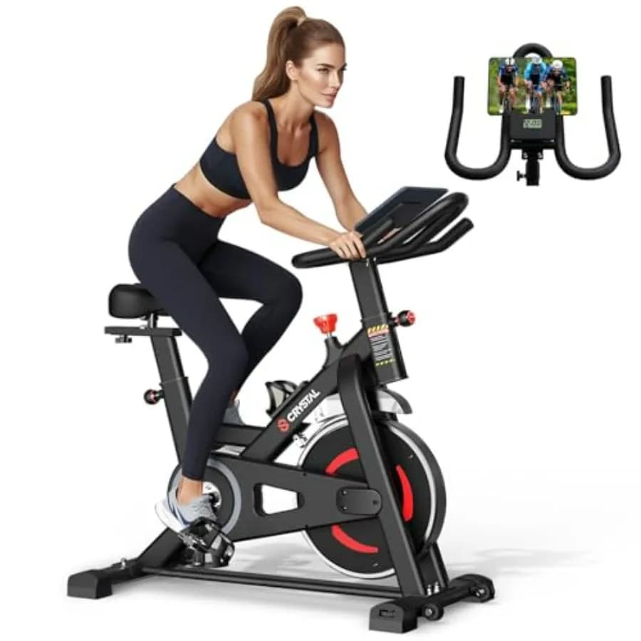 Cyclette da Interno con Resistenza Magnetica e Freno a Pattino, Bici da Ciclismo Stazionaria per Uso Domestico con Supporto Tablet e Display LCD